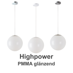 LED-Kugelpendelleuchte PMMA glänzend, Highpower, IP40, D 400 mm